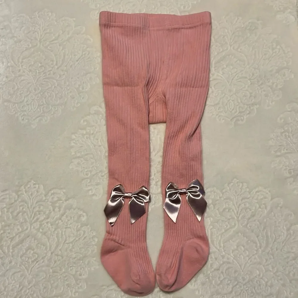 TODDLER GIRL SIZE 12-24 MONTHS NEW BOWKNOT STRETCHY SOLID DANCING LEGGINGS